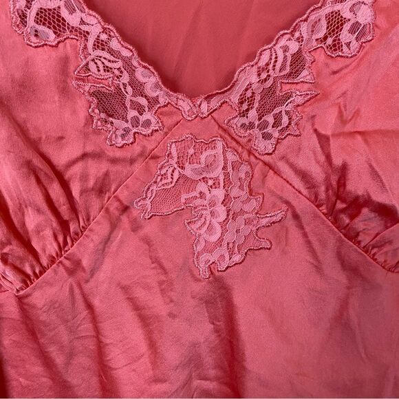 Y2K Banana Republic Coral Silk and Lace Fairycore Camisole Blouse Size 10 - Picture 3 of 13